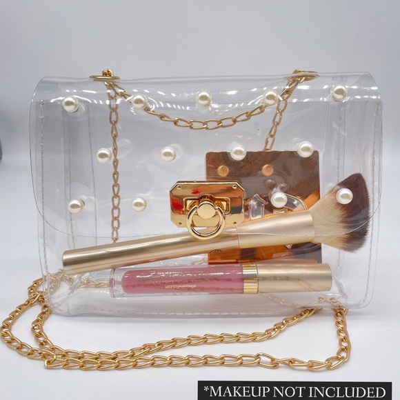 Clear purse cross over vinyl plastic clear pearl - Picture 2 of 5